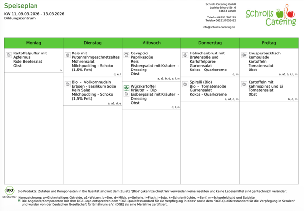 Speiseplan 09.-13.03.2026